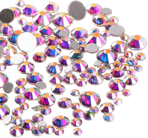 Jollin 3456pcs Flatback Rhinestones Glass Charms Diamantes Gems Stones for Nail Art 6 Size ss4~ss12 Crystal AB