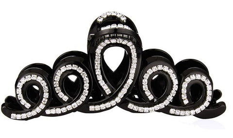 Suoirblss Woman Girls Large Fancy Rhinestone Hair Accessories Side-knotted Clip Hairpin Hair Claw Barrettes for Thick Hair (Black)