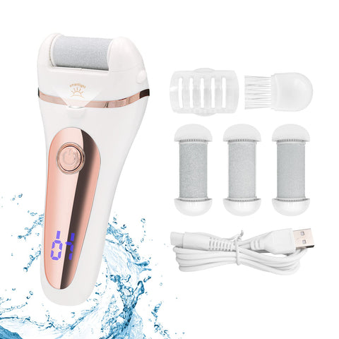Electric Foot File Callus Remover Dr.Pedi Portable Dead Skin Remover for Feet Rechargeable Waterproof Pedicure Kit for Cracked Heels with 3 Roller Heads