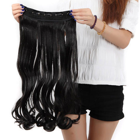 S-noilite 24"/26" Straight Curly 3/4 Full Head One Piece 5clips Clip in Hair Extensions Long Poplar Style for Xmas Gifts 22colors (24" - Curly, natural black)
