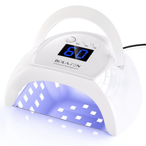 UV LED Nail Lamp, BOLASEN 80W LED Nail Dryer, 42Pcs Light Beads Super Fast Curing Lamp for Home & Salon, UV LED Gel Nail Dryer with Detachable Metal Base, Handle, 4 Timers, Auto Sensor-i2 PLUS
