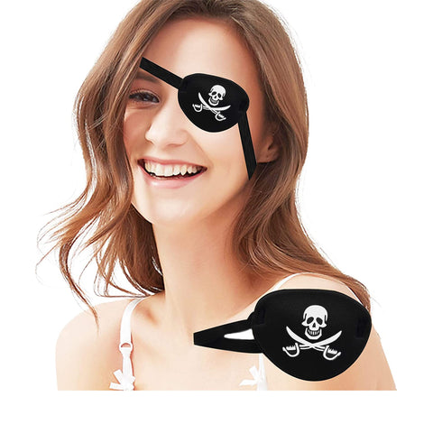 Black Single Eye Mask, Pirate Skull Crossbone eye patch?Adjustable 3D Eye Patch for Adult and Kid