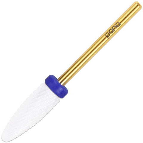 Beauticom Professional USA Ceramic White Flame Cone Shaped Bit Nail Drill (Grit: MEDIUM) 3/32" Shank Size