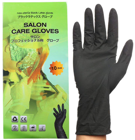Black Reusable Latex Gloves, Salon Hair Color Dye Gloves-Medium...