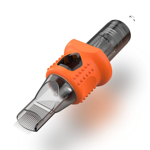 INKin 7RM Tattoo Cartridge Needles #12 Standard 7 Curved Magnum Long Taper with Membrane 16Pcs Disposable Finger Ledge Cartridges for Tattoo Pen Machine Supply (1207M1C)