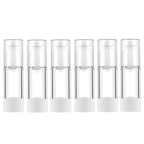 LONGWAY 1 Oz (30ML) Empty Airless Pump Bottles | Travel Lotion Pump Containers/Airless Lotion Dispenser - for Refillable Cosmetic Bottle, Foundation Pump NO BPA (Pack of 6, Clear)