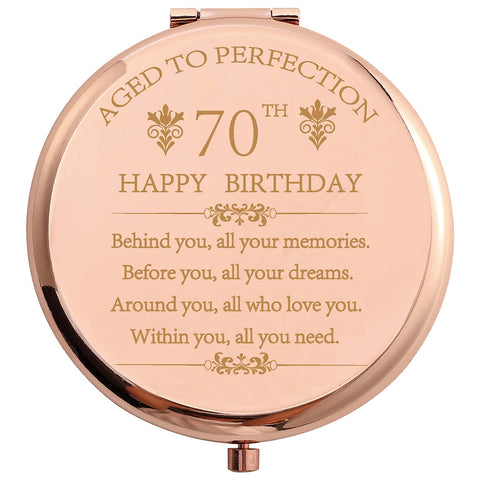 1953 70th Birthday Gifts for Woman Rose Gold Stainless Steel Compact Makeup Mirror 70 Years Old Birthday Present with Gift Box