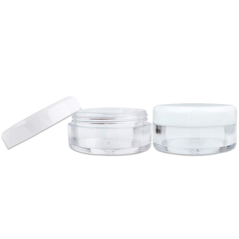 Beauticom 5 Gram or 5 ML Round White Screw Cap Lid with Clear Base Jar (Quantity: 50 Pieces)