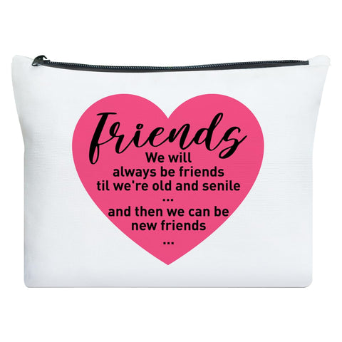 UDNADKEX Friendship Gift for Women Friends, Christmas, Birthday, Graduation Gift for Best Friend Sister Bestie BBF, Friend Sentimental Gift Makeup Bag, Then We Can Be New Friends, multiple