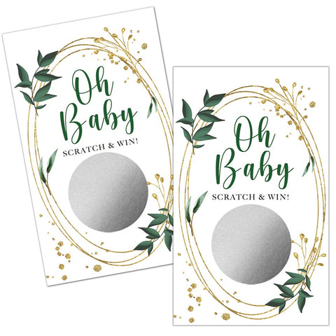 GK099 Haizct 50 Pack Watercolor plantsBlank Gift Certificate Scratch Off Cards for Small Business, Spa Beauty Makeup Hair Salon, Bridal Shower, Baby Shower, Wedding Shower Ideas (Oh, Baby)