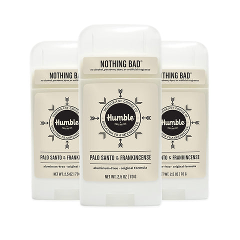 Humble All Natural Deodorant, Aluminum and Paraben Free, Cruelty Free Men's and Women's Deodorant, Palo Santo, 3-Pack
