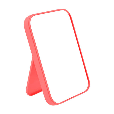 Coobbar Desktop Makeup Mirror,Foldable Makeup Mirror Simple Portable Princess Mirror Square Mirror Makeup Mirror for Women (Red)