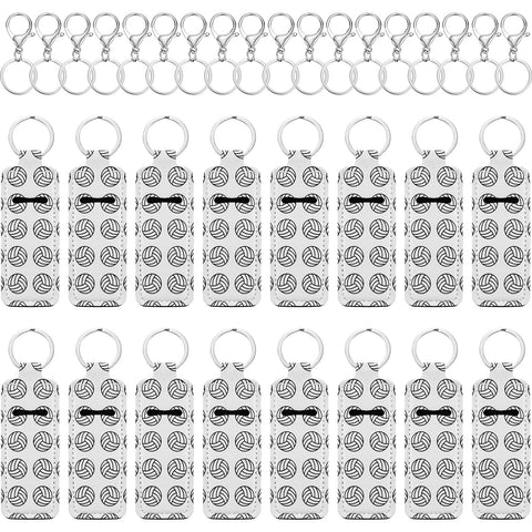16 Pieces Volleyball Chapstick Holder Keychains Volleyball Lipstick Balm Holder Keychain Clip-on Chapstick Sleeve Pouch with 16 Pieces Metal Clip Cords for Chapstick Tracker