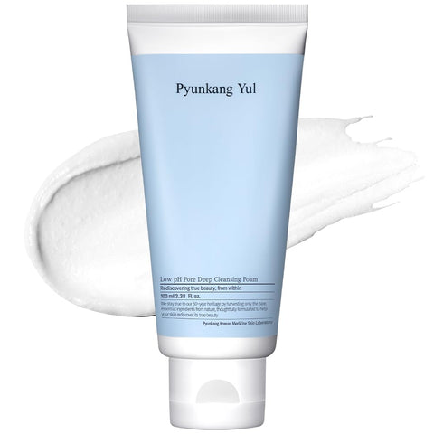 PYUNKANG YUL Low pH Pore Deep Cleansing Foam - 2 Step Solution Korean Facial Wash - Makeup Remover Face Cleanser with Witch Hazel, AHA - Cica, Tea Tree Extract - Rapid Moisture replenishment 3.4 Fl Oz