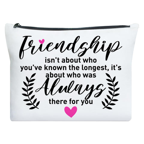 UDNADKEX Friendship Gift for Women Friends, Christmas, Birthday, Graduation Gift for Best Friend Sister Bestie BBF, Long Distance Friendship Gift Makeup Bag, Always There for You, multiple