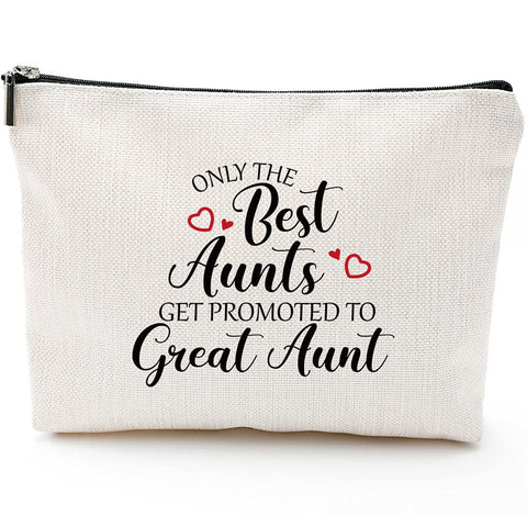 Auntie Mothers Day Gifts Aunt Gifts from Niece Nephew Gifts for Aunts Birthday, Christmas, Appreciation Makeup Bag-Only Best Aunts Get Promoted to Great Aunt