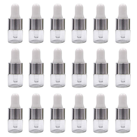 ConStore 50pcs Clear Glass Dropper Bottles Mini Essential Oil Vials with Glass Eye Dropper Empty Cosmetic Lotion Sample Bottles Refillable DIY Cosmetic Container Liquid Perfume (1ml)