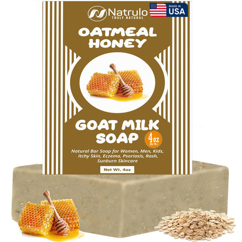 Cactus Honey & Oats Goat's Milk Soap Bar 4 oz - Natural Bar Soap for Women, Men, Kids, Itchy Skin, Eczema, Psoriasis, Rash, Sunburn Skincare - Calming Colloidal Oatmeal Face Cleanser & Body Wash