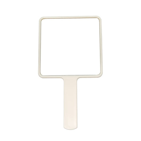 lasenersm 1 Piece Travel Handheld Mirror Square Cosmetic Hand Mirror Travel Makeup Mirror Hand Held Mirror Plastic Cosmetic Mirror Makeup Hand Mirror with Handle, White
