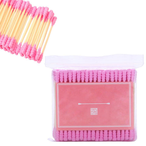 AKOAK 100 Pcs/set Color Double Head Spiral Cotton Swabs, Ear Picking Cotton Swabs, Makeup Remover Sanitary Swabs (pink)