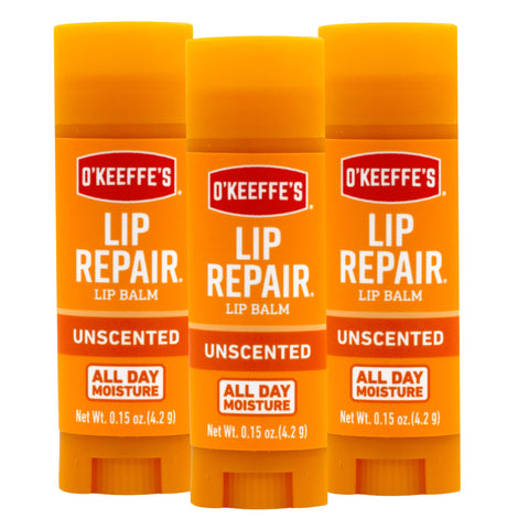 O'Keeffe's Original Lip Repair Lip Balm for Dry, Cracked Lips, Stick, (Pack of 3)