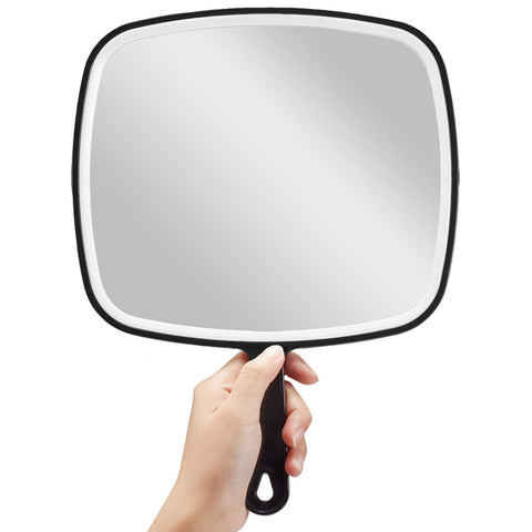 OMIRO Hand Mirror, Extra Large Black Handheld Mirror with Handle, 9" W x 12.4" L (Pack of 3)