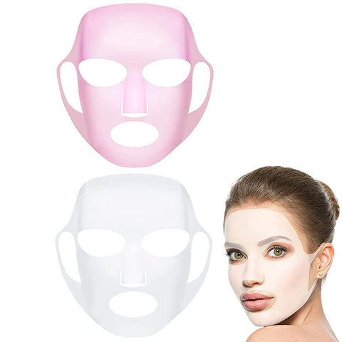 GEOOT 2 Pack Reusable Silicone Face Mask Holder, Silicon Mask Cover for Sheet Prevent Evaporation(White + Pink)