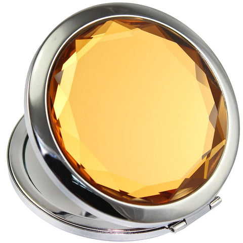 KOLIGHT Double Sides (One Is Normal,another Is Magnifying) portable Foldable Pocket Metal Makeup Compact Mirror Woman Cosmetic Mirror (Light Brown)
