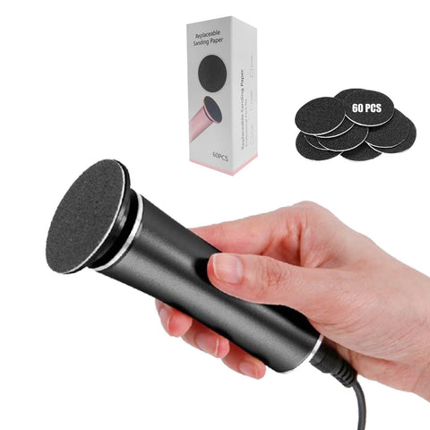 HANNAH.QI Electric Callus Remover Professional Safe Adjustable Speed 60pcs Replacement Sandpaper Easy to Remove Cutin Dead Skin calluses Pedicure Tool Kit Callus Shaver for Men and Women(Black 60pcs)