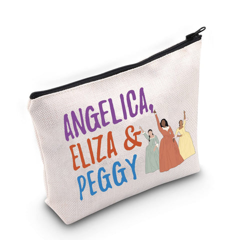 Broadway Musical Cosmetic Bag Schuyler Sisters Fan Gift Angelica Eliza & Peggy Makeup Zipper Pouch for Theatre Lover, Angelica Eliza & Peggy