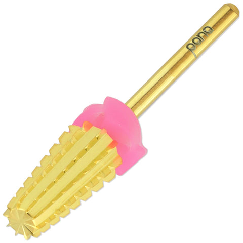 PANA Nail Carbide 5 in 1 Bit - Two Way Rotate use for Both Left and Right Handed - Fast remove Acrylic or Hard Gel - 3/32" Shank - Manicure, Nail Art, Drill Machine (Triple Coarse - 3XC, Gold)