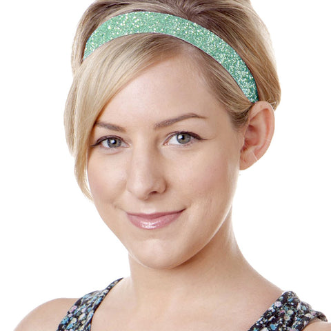 Hipsy Women's Adjustable NO SLIP Bling Glitter Wide Cute Headband Gift Packs (Wide Seafoam Bling Glitter)