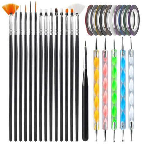Artdone Nail Art Brushes set,Nail Art Tool Set,Nail Dotting Tools,Nail Dust Brush,Striping Nail Art Brushes for Long Lines,Nail Drawing Pen For Nail Design.