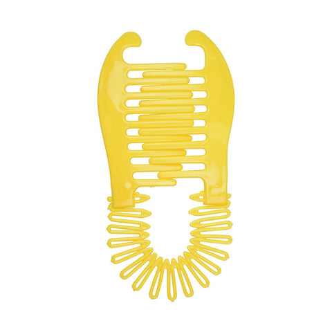Flexible Interlocking Banana Clip Clincher Interlocking Two Sides Hair Comb - Yellow