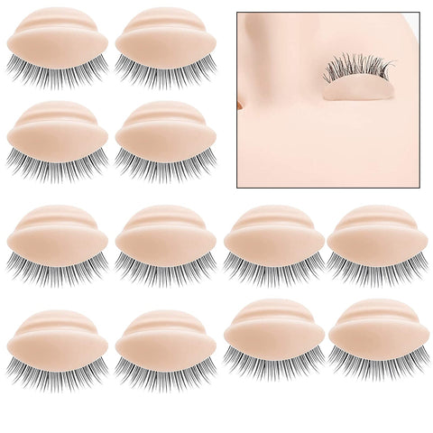 Emsiok 6 Pairs Replacement Eyelids for Mannequin Head Eyelids Realistic Eyelids Silicone Practice Eyelash Training Eyelids Removable Eyelids with Lashes for Lash Practice Eyelash Extensions