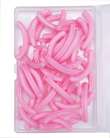 Jeufond 80 pcs Eyelash Curler Refills, Eyelash Curler Pads, Silicone Rubber Universal Eye lash Curler Replacement Refills with Clear Storage Box (Pink)