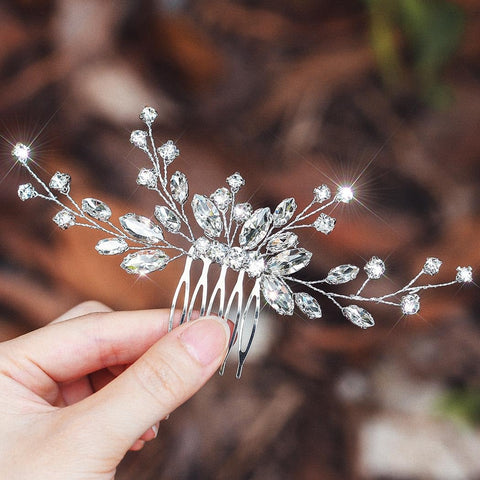 Jeairts Rhinestone Bridal Hair Comb Silver Wedding Hair Pieces Sparkly Crystal Brides Headpiece Hair Dress Decorative Wedding Hair Accessories for Brides and Bridesmaids