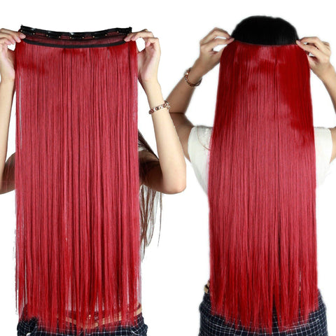 S-noilite Trendy 24"/26" Straight Curly 3/4 Full Head One Piece 5clips Clip in Hair Extensions Long Poplar Style for Xmas Gifts 22colors(26"-straight,dark Red)