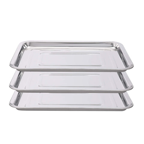 Tattoo Stainless Steel Tray,New Star Tattoo 3 Pack Stainless Steel Tattoo Trays 13 1/2" x 10" Dental Body Piercing Instrument Tool Flat for Tattoo Supplies