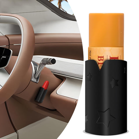 SuperKaKa Car Lip Balm lipsticks Holder- Upright Insulated Chapstick Organizer Case With Star Pattern, Cars Interior Accessories Mount for Auto Vehicle, SUV, Truck(Black)