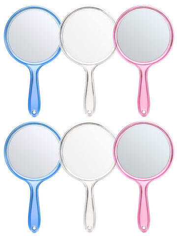 OMIRO Hand Mirror, Double-Sided Handheld Mirror 1X/3X Magnifying Mirror with Handle, Set of 6 (Mix Colors)