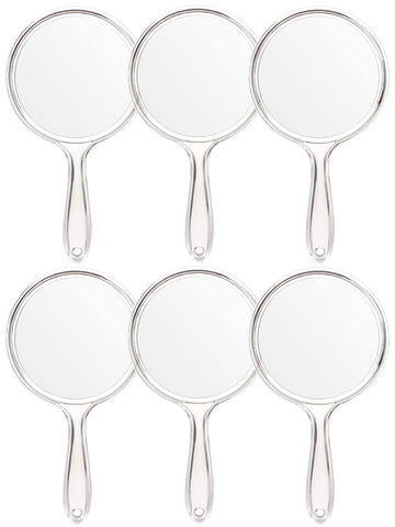 OMIRO Hand Mirror, Double-Sided Handheld Mirror 1X/3X Magnifying Mirror with Handle, Set of 6 (Clear)