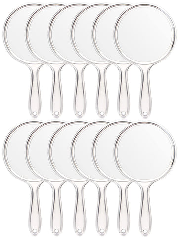 OMIRO Hand Mirror, Double-Sided Handheld Mirror 1X/3X Magnifying Mirror with Handle, Set of 12 (Clear)