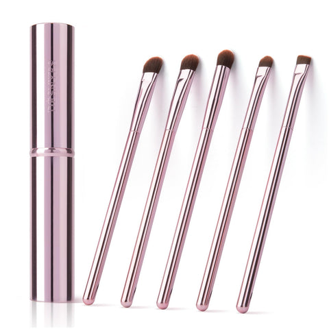 5Pcs Eyeshadow Brush Set, Premium Eyebrow Brush Eyeshadow Brush Concealer Brush Eye Blending Brush Eye Smudge Brush with Case, Pink Makeup Brushes for Travel - ShopGlobal24x7