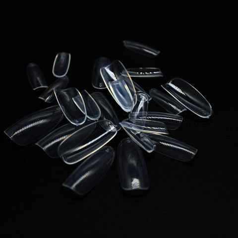 500 Pcs Full Cover Clear False Nails Oval Acrylic Home DIY Nail Art 10 Sizes - ShopGlobal24x7