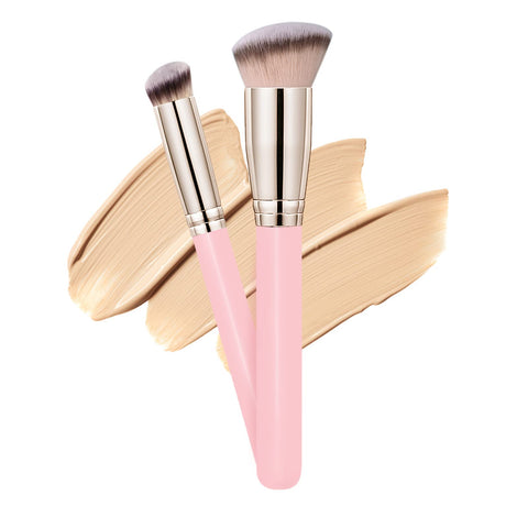 Makeup Brushes Dpolla Pro Foundation Brush and Flawless Concealer Brush Perfect for Any Look Premium Luxe Hair Contour Brush Perfect for Blending Liquid,Buffing,Cream,Sculpting,Mineral Makeup( Pink)