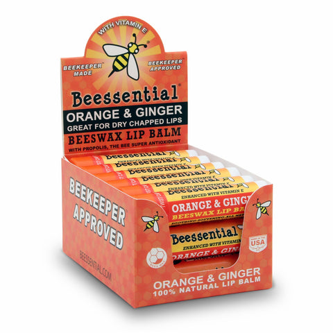 Beessential Natural Bulk Lip Balm 18 Pack For Men, Women, and Children. Great for Gifts, Showers, More (Orange Ginger) : Orange Ginger