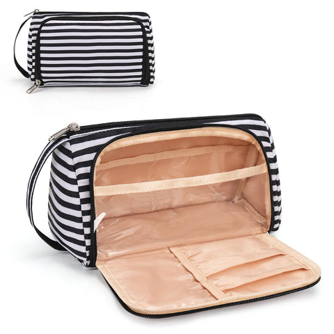 Small Makeup Bag, Makeup Pouch, Travel Cosmetic Organizer for Women and Girls (Oxford Cloth, Black)