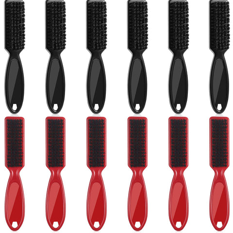 Blade Cleaning Brush Scrub Brush Barber Blade Cleaning Clipper Nylon Brush Tool, 12 Pieces(Black, Red)