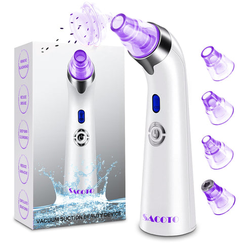 Blackhead Remover Pore Vacuum, Face Suction Pore Cleanser, 5 Suction Power Electric Blackhead Extractor Tool, 4 Probes, Blackhead Suction Remover for Women & Men